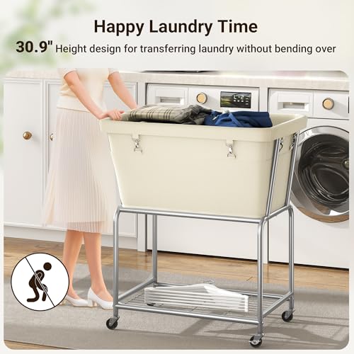 Rolling Laundry Hamper with Wheels, Removable Bag, Laundry Cart - Image 8