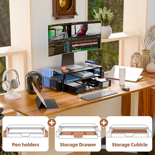 Simple Trending Monitor Stand with Drawer, 2-Tier Laptop Stand - Image 4
