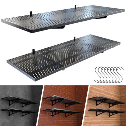 Garage Wall Shelves Heavy Duty 2-Pack, Wall Mounted Metal - Image 2