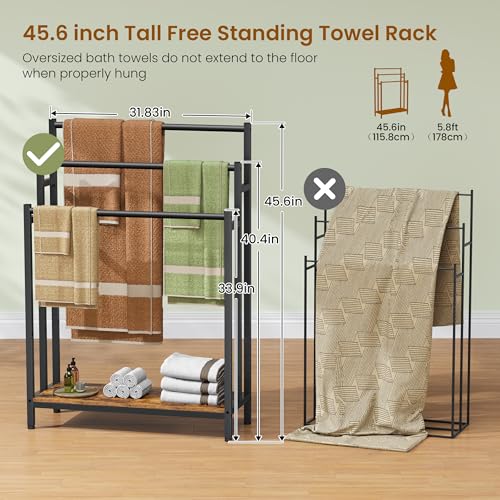 46" Extra Large Freestanding Towel Rack Stand | Bathroom Organizatio - Image 3