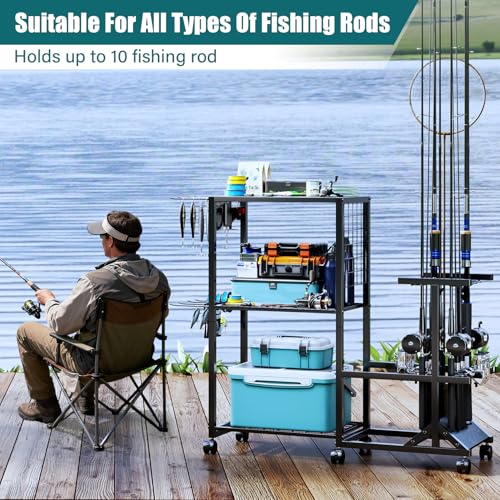 TC-HOMENY Fishing Rod Holders for Garage with Lockable - Image 7