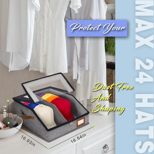 2 Pack Large Stackable Hat Storage Box Baseball Cap - Image 3