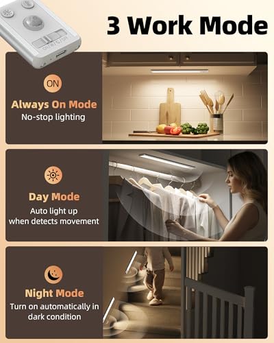 EZVALO 134 LED Under Cabinet Lights, 4000mAh Rechargeable Motion - Image 7