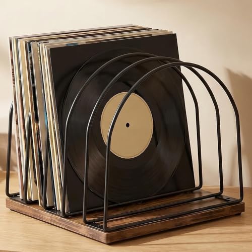 Wooden Vinyl Record Storage Holder, Brown - Image 2
