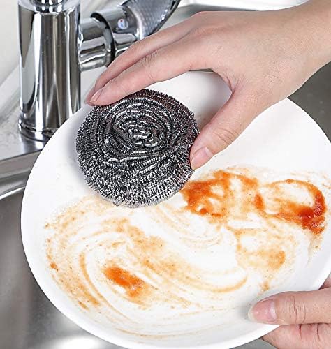 DKKO Stainless Steel Scourers Cleaning Ball Metal Scouring Pads for Kitchens Bathroom Steel Wool Scrubber to Cleaning Dishes Pots Pans Ovens Grills, 12PACK