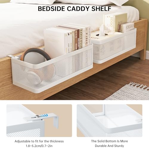 Hanging Metal Bedside Caddy, Adjustable Shelf for Bunk & - Image 4