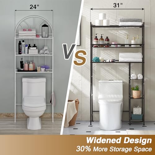 Lauren&Harold 6-Tier Over The Toilet Storage with Side Rack Black - Image 5