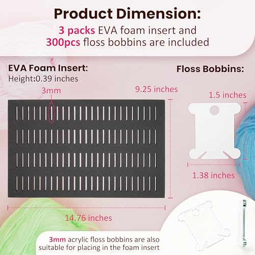 3 Packs DIY-Cut EVA Foam Insert with 300PCs Embroidery - Image 3