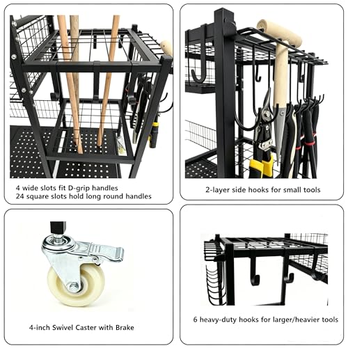 Anleolife 3-in-1 Garden Cart: Workstation, Harvest Basket - Image 6
