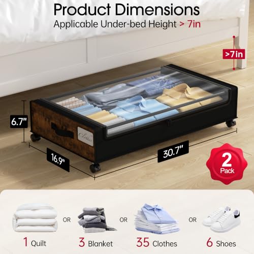 Yecaye Under Bed Storage with Wheels, 2Pack Under Bed - Image 3