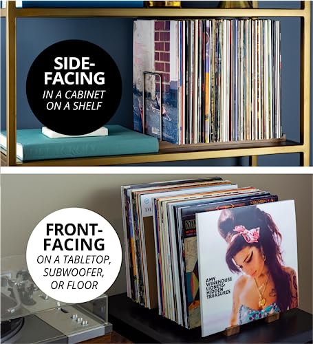 Vinyl Record Storage Holder, 75 LPs, Solid Walnut & Steel - Image 7
