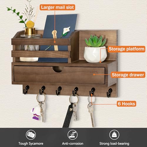 Key Holder Wall Mount, Mail Organizer with 6 Hooks | Home Organization - Image 4
