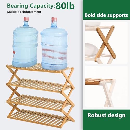 4 Tier Bamboo Shoe Rack,Portable Folding Shoe Storag | All Products - Image 4