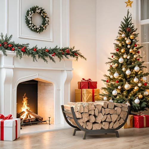 Firewood Rack - 25 inch Outdoor Indoor Metal Firewood - Image 3