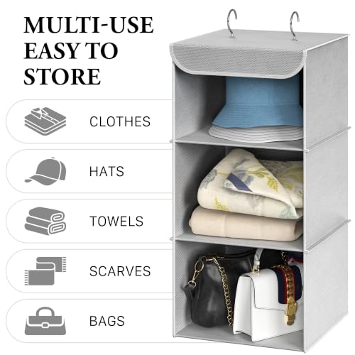 Simple Houseware 3 Shelf Hanging Closet Organizer, Gray - Image 6