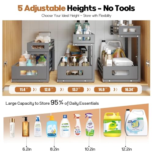 2-Pack Under Sink Organizers and Storage,2-Tier L Shape - Image 6
