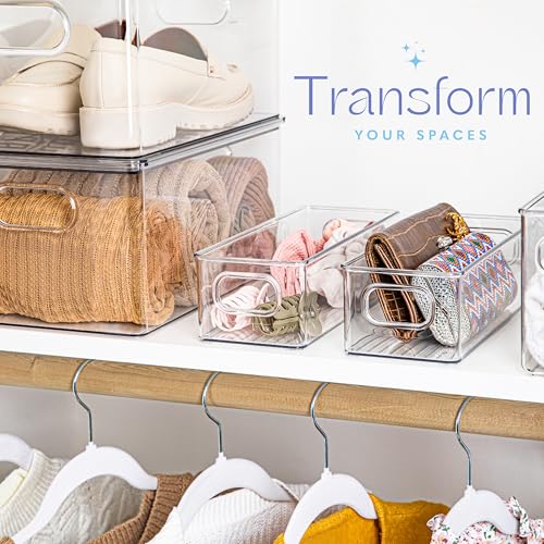 Plastic Food Storage 4 Pack Clear Container Bin with Handles - Image 3