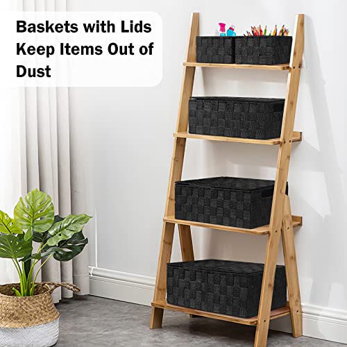 Storage Baskets with Lids: 5 Pack Stackable Woven Storage Bins - Image 4