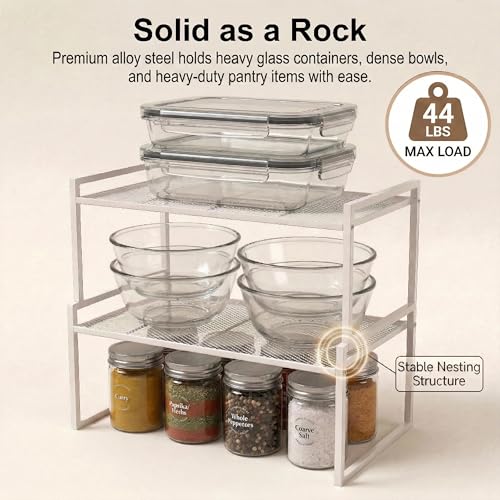 Stackable Kitchen Cabinet Organizer Shelves Pantry Rack Set of 2 - Image 7