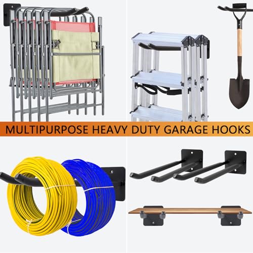 Sinoer 2 Pack Steel Wall Mount Double Garage Storage Hooks - Image 6