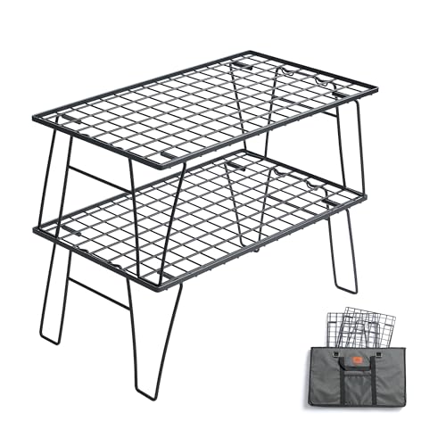 CAMPINGMOON Camping Mesh Rack 2 Pack Folding Camp Storage - Image 2