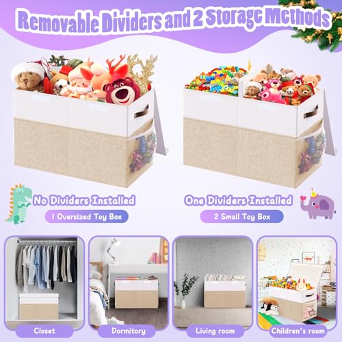 Large Toy Storage Box with Lid & Dividers, Kids Toy Chest - Image 7