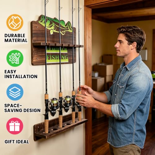 Fishing Rod Holder for Garage, Fishing Pole Rack Fishing - Image 5