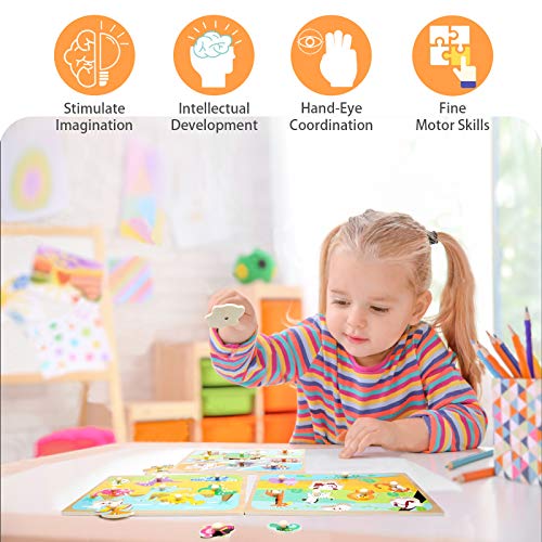 WOOD CITY Toddler Puzzles and Rack Set, Wooden Peg Puzzles - Image 7