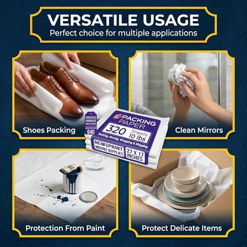 Purple Papers White Bulk Packing Paper | 320 sheets | 27" x 17" | - Image 5