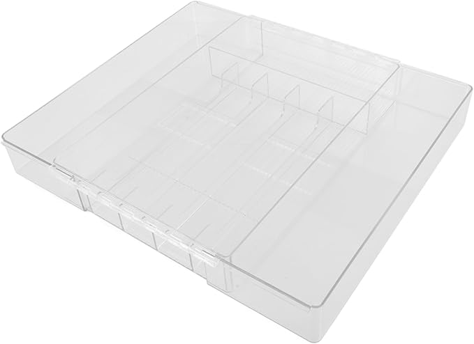 STOBAZA Multipurpose Silverware Organizer Compartment Drawer Organizer Telescopic Storage Box Acrylic Cutlery Holder