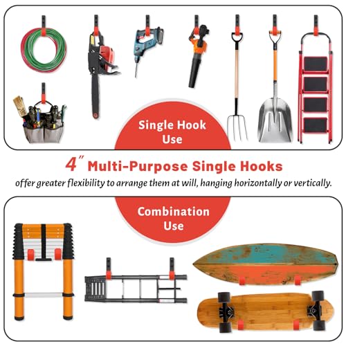 4 Inch Garage Hooks, 6 Pack Heavy Duty Wall Hooks for Hanging - Image 4