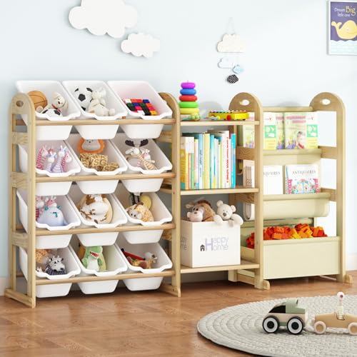 Toy Storage Organizer with 3 Shelves &12 White Bins, Kids Bin - Image 3