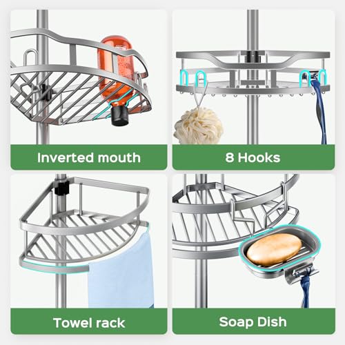 HAMITOR Shower Caddy Tension Pole: Rustproof Quick Install - Image 4