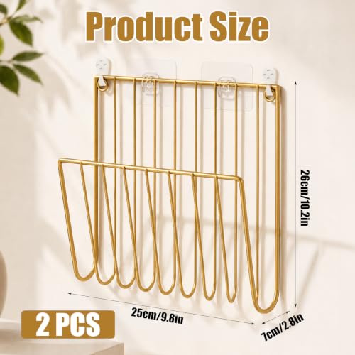 2 PCS Wall Mounted Magazine Racks, Durable Gold Mail Organizer - Image 3