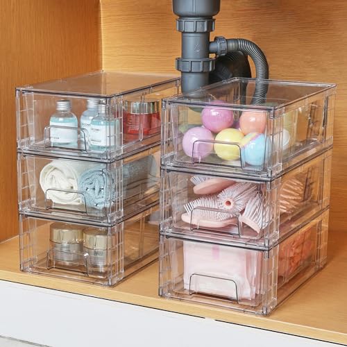 Vtopmart 4 Pack Stackable Clear Drawer with Dividers - Image 3