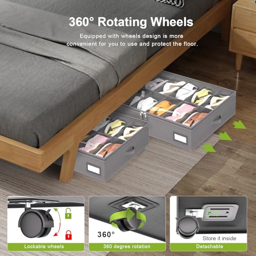 Under Bed Shoe Storage with Wheels, Fits 24 Pairs - Image 5