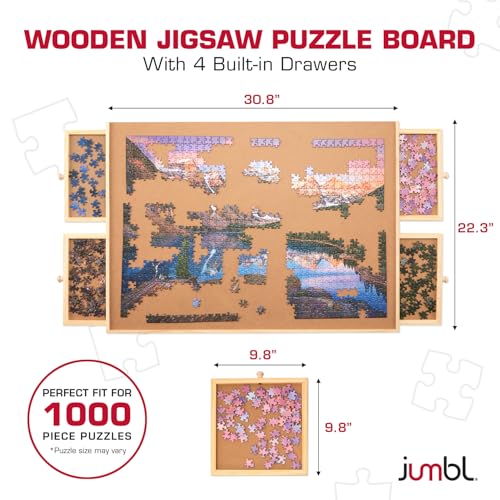 Jumbl 1000-Piece Puzzle Board with Drawers, Lazy Susan - Image 4