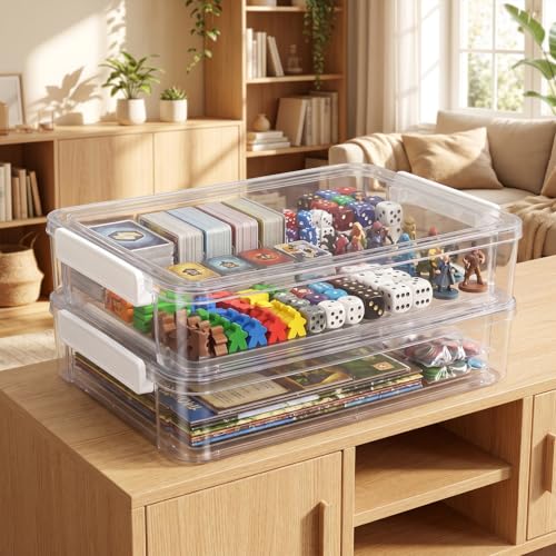 2 Pack Board Game Storage Box with Snap-Tight Latch Lid - Image 8