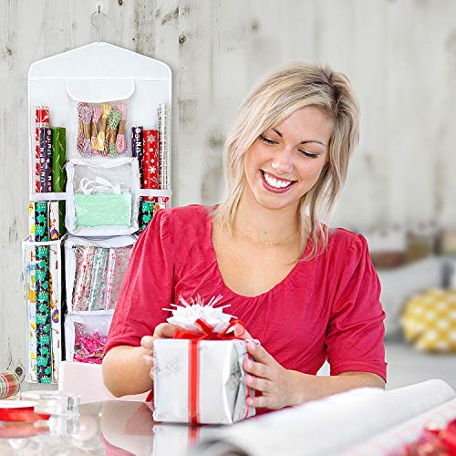 SumDirect Double-Sided Gift Wrap Organizer - White Hanging - Image 3