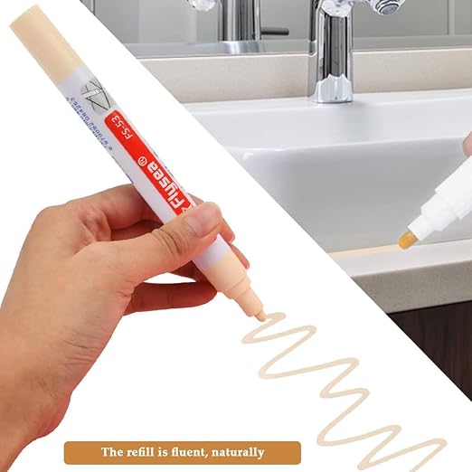 5 Pieces Grout Tile Pen Repair Pen,Renew Tile Lines, Restoring Tile Wall Floor Bathrooms and Kitchen(Beige)
