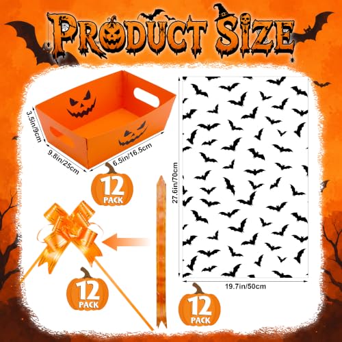 Maitys 12 Sets Halloween Empty Gift Baskets Bulk with Bat - Image 4