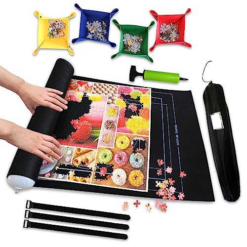 Black 1500 Pieces Jigsaw Puzzle Mat Roll Up | Unique - Image 2