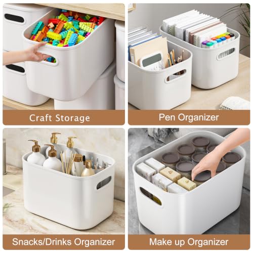 ORGIDOL 6 Pack White Storage Bins with Lids Stackable Storage - Image 5