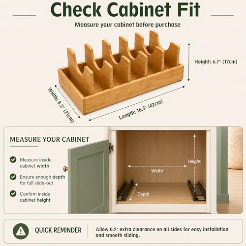 Pull Out Pots and Pans Organizer, Bamboo Cabinet Storage Rack - Image 3