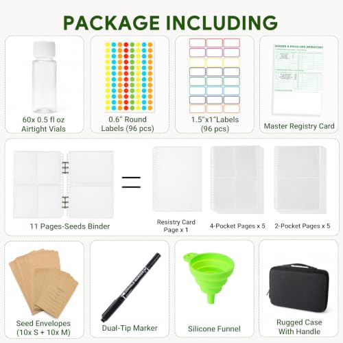 Volitaous 60-Slot Seed Storage Organizer Box with Seed Binder - Image 6