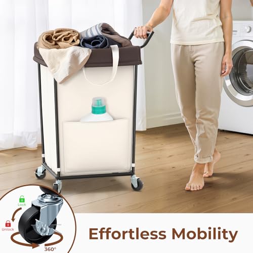 Rolling Laundry Hamper with Wheels and Handle, 160L - Image 5