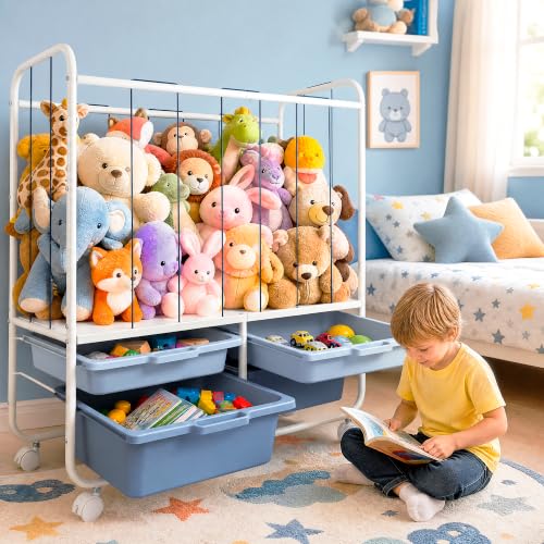 Stuffed Animal Storage with 4 Drawers, Large Capacity Toy Storage - Image 3