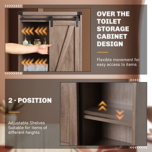 Over Toilet Storage Cabinet with Barn Door & Adjustable Shelves - Image 6