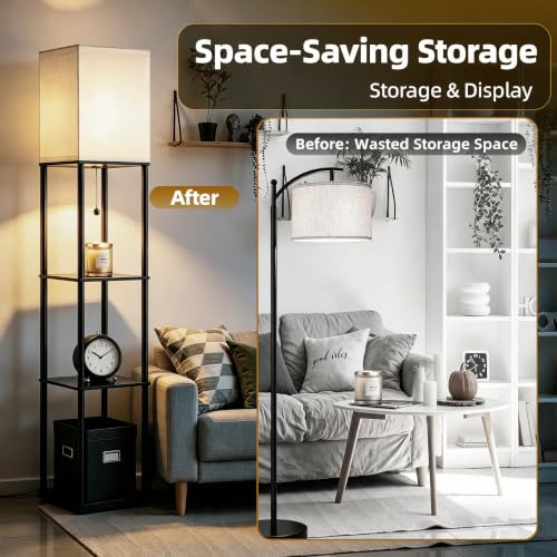 Floor Lamp with Shelves for Living Room, 3-Tier Corner Shelf Lamp - Image 6