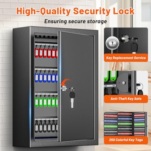 250 Position Wall Mounted Key Lock Box, Key Cabinet with Drop - Image 5